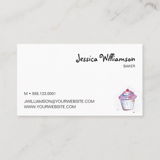 ベーカリーカスタムビジネスかわいいカップケーキ 名刺 (裏面)