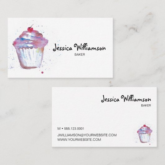 ベーカリーカスタムビジネスかわいいカップケーキ 名刺 (正面/裏面)