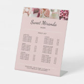 ベーカリーカスタムフォトピンクのビジネス価格表 台座サイン (正面)