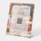 ベーカリーカスタム写真ソーシャルメディアQRメニュー 台座サイン (正面)