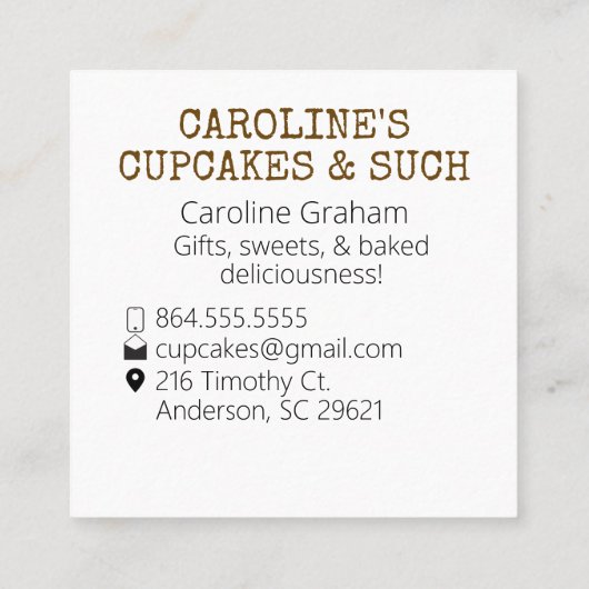 ベーカリーカスタム名刺2 スクエア名刺 (裏面)