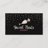 ベーカリーカップケモダンーキ金ゴールドペストリーバッグケーキ 名刺 (正面)