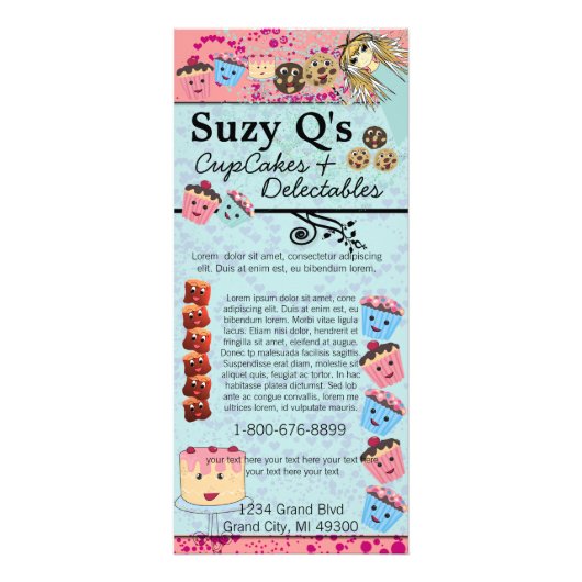 ベーカリーカップケーキアクアブルー旋回ラックカード ラックカード (正面)