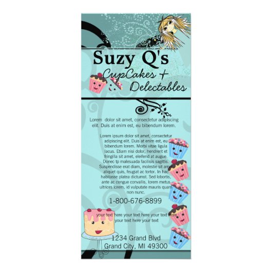 ベーカリーカップケーキアクアブルー旋回ラックカード ラックカード (正面)