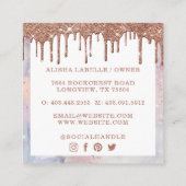 ベーカリーカップケーキグリッターバラ金ゴールドピンクドリップ スクエア名刺 (裏面)