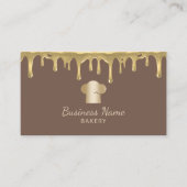 ベーカリーカップケーキケーキ&スイーツシェフハット金ゴールドドリップ 名刺 (正面)