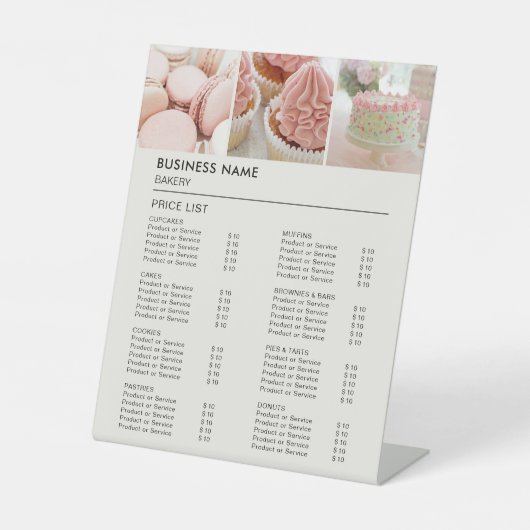 ベーカリーカップケーキショップの価格表 台座サイン (正面)