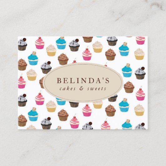 ベーカリーカップケーキスイーツベーキングQRコードソーシャルメディア 名刺 (正面)