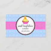 ベーカリーカップケーキブルーとピンク 名刺 (正面)