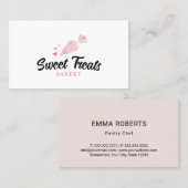 ベーカリーカップケーキペストリーケーキ配管バッグハートロゴ 名刺 (正面/裏面)
