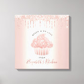 ベーカリーカップケーキペストリーシェフバラ金ゴールドグリッタードリップ キャンバスプリント (正面)