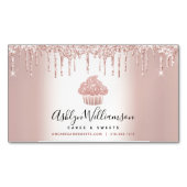 ベーカリーカップケーキペストリーシェフバラ金ゴールドグリッタードリップ マグネット名刺 (正面)