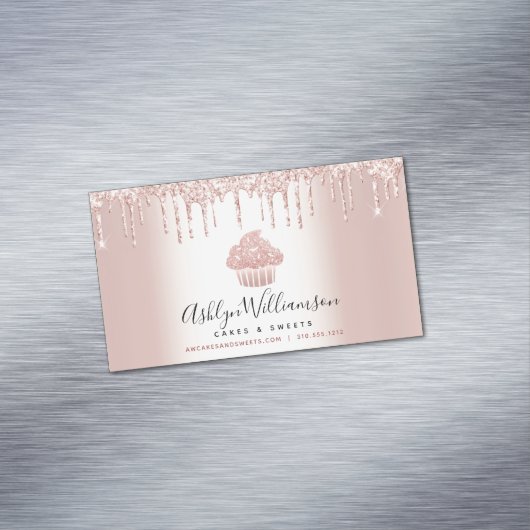 ベーカリーカップケーキペストリーシェフバラ金ゴールドグリッタードリップ マグネット名刺 (インサイチュ)