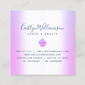 ベーカリーカップケーキペストリーシェフパープルグリッタードリップ スクエア名刺 (裏面)