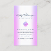 ベーカリーカップケーキペストリーシェフパープルグリッタードリップ 名刺 (裏面)