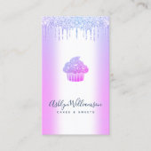 ベーカリーカップケーキペストリーシェフパープルグリッタードリップ 名刺 (正面)