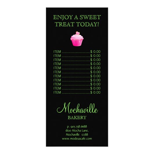 ベーカリーカップケーキヴィンテージダマスクライム価格表 ラックカード (裏面)