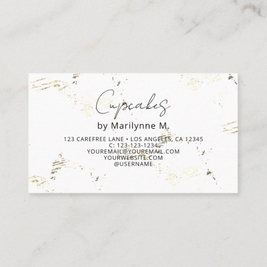 ベーカリーカップケーキ金ゴールドピンクフローラ 名刺 (裏面)