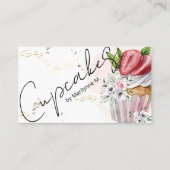 ベーカリーカップケーキ金ゴールドピンクフローラ 名刺 (正面)