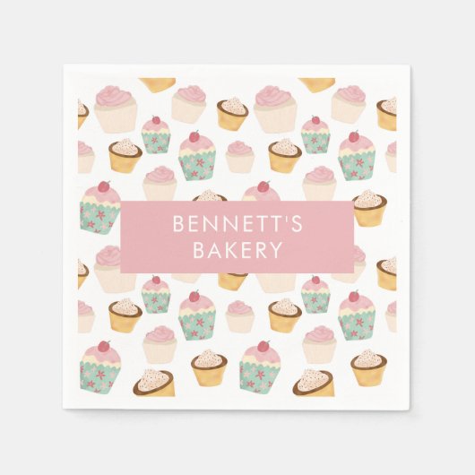 ベーカリーカフェカップケーキビジネステイクアウト スタンダードカクテルナプキン (正面)