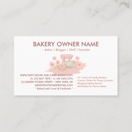 ベーカリーカフェケーキメーカー自家製フードロゴ 名刺 (裏面)