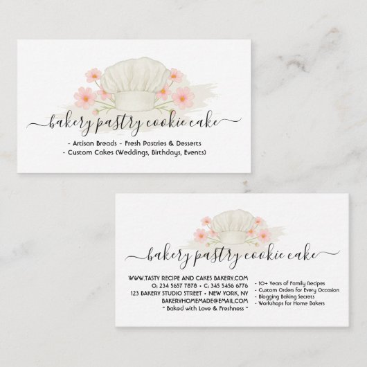 ベーカリーカフェケーキ自家製フードロゴサイン 名刺 (正面/裏面)