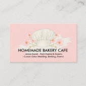 ベーカリーカフェケーキ自家製フードロゴピンク 名刺 (正面)