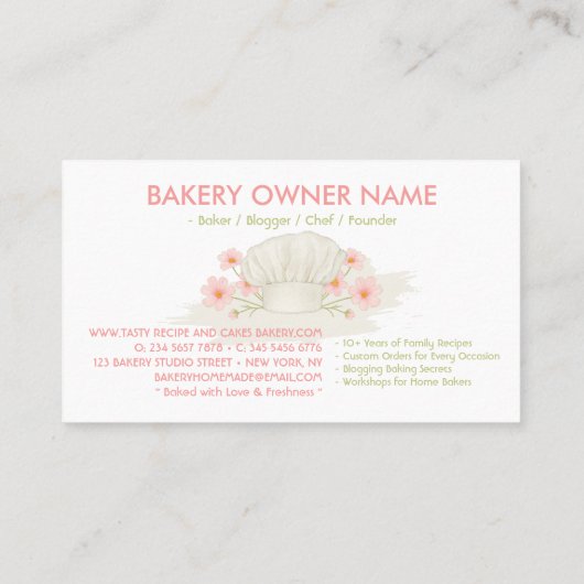 ベーカリーカフェケーキ自家製フードロゴ 名刺 (裏面)