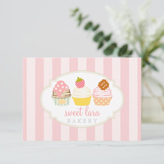 ベーカリーカフェレトロスイートカップケーキかわいいギフトカード (スタンド正面)