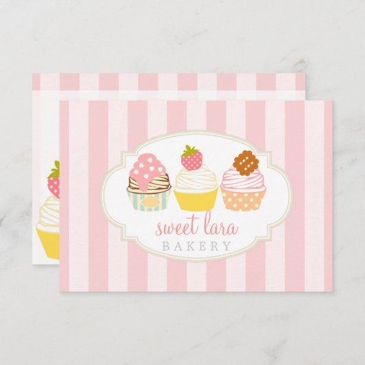 ベーカリーカフェレトロスイートカップケーキかわいいギフトカード (正面/裏面)
