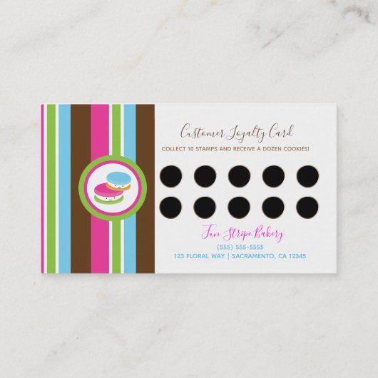 ベーカリーカラフルマカロン顧客ロイヤリティカード ロイヤリティカード (裏面)