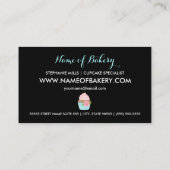 ベーカリーガーリー可愛いピンクの花付きブルーカップケーキ 名刺 (裏面)