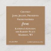 ベーカリーキッチン調味新鮮なフルーツナシ菓子 スクエア名刺 (裏面)