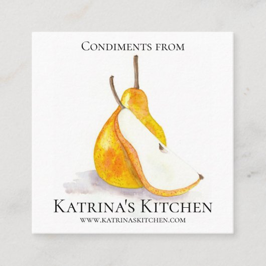 ベーカリーキッチン調味新鮮なフルーツナシ菓子 スクエア名刺 (正面)