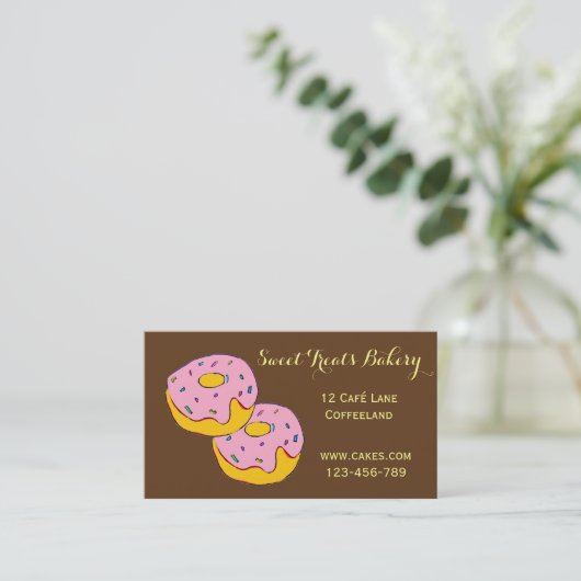 ベーカリーケーキかわいいアイシングドーナツ 名刺 (スタンド正面)