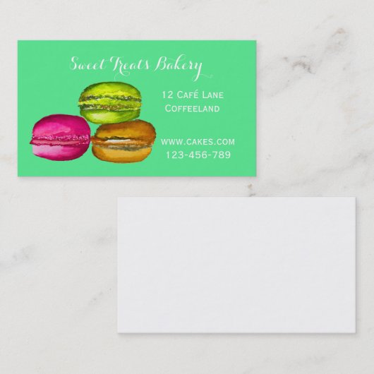 ベーカリーケーキかわいいマカロンフランスのスタイル 名刺 (正面/裏面)