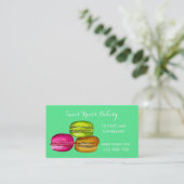 ベーカリーケーキかわいいマカロンフランスのスタイル 名刺 (スタンド正面)