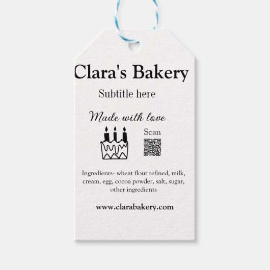 ベーカリーケーキに愛q rで作った具材を加える ギフトタグ (正面)