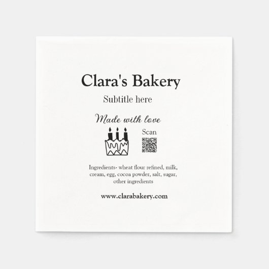 ベーカリーケーキに愛q rで作った具材を加える スタンダードカクテルナプキン (正面)