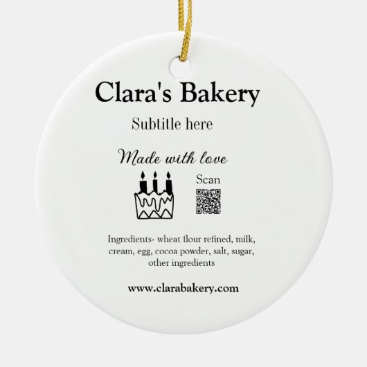 ベーカリーケーキに愛q rで作った具材を加える セラミックオーナメント (正面)