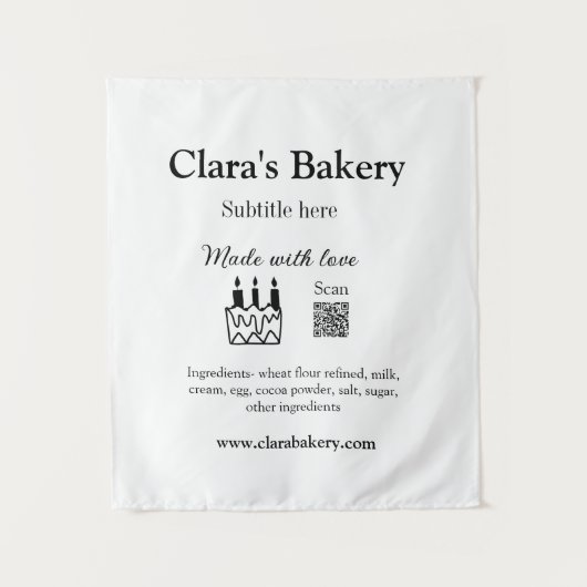 ベーカリーケーキに愛q rで作った具材を加える タペストリー (正面)