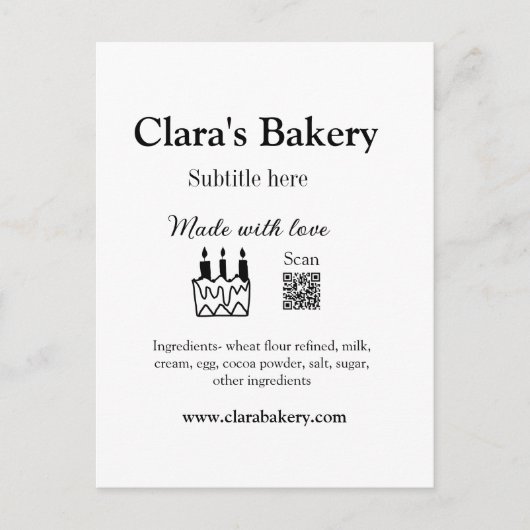 ベーカリーケーキに愛q rで作った具材を加える ポストカード (正面)