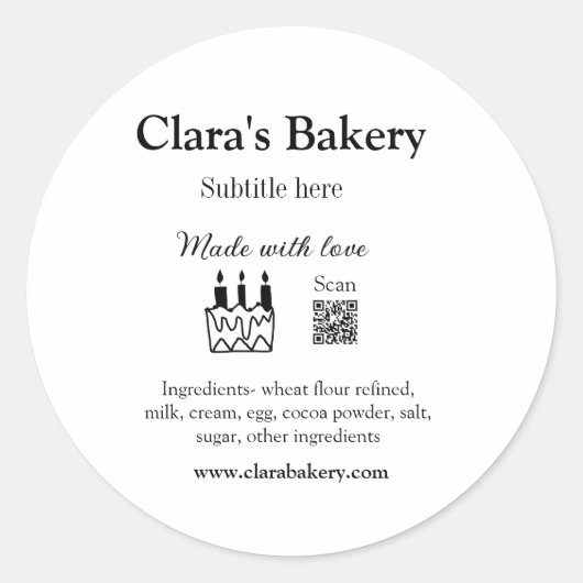 ベーカリーケーキに愛q rで作った具材を加える ラウンドシール (正面)