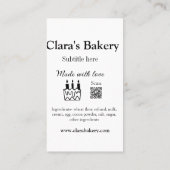 ベーカリーケーキに愛q rで作った具材を加える 名刺 (裏面)