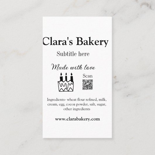 ベーカリーケーキに愛q rで作った具材を加える 名刺 (正面)