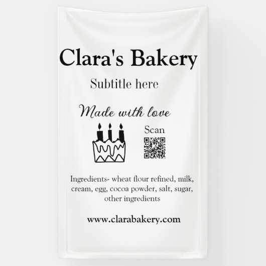 ベーカリーケーキに愛q rで作った具材を加える 横断幕 (縦)