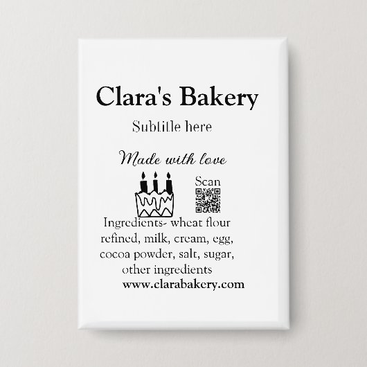 ベーカリーケーキに愛q rで作った具材を加える 缶バッジ (正面)