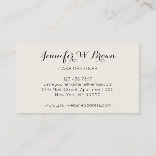 ベーカリーケーキのデコレーションアーティスト 名刺 (裏面)
