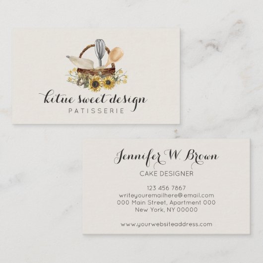 ベーカリーケーキのデコレーションアーティスト 名刺 (正面/裏面)