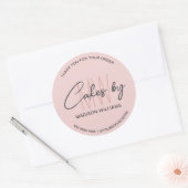 ベーカリーケーキカスタムモノグラムロゴピンク ラウンドシール (封筒)